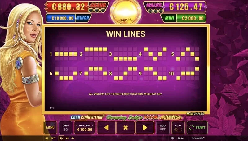 Cash Connection - Charming Lady's Boom Coins - საგადასახადო ხაზები და Wild Charming Lady